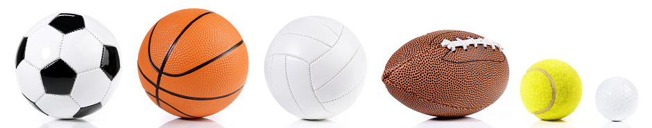 Various balls isolated on white background - Ball Sport Panorama