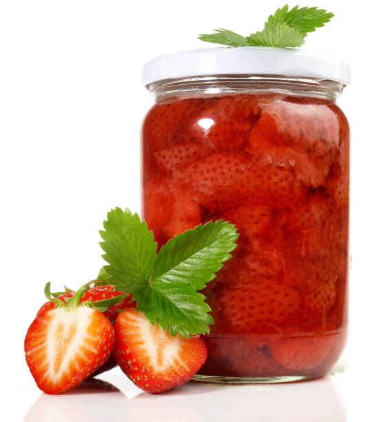 istock Strawberry Jam in a Glass isolated on white Background 1839473903