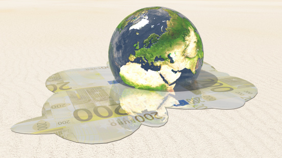 Artificial American Dollas  with earth model for background and concept ideas