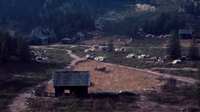 Old houses high in the mountains