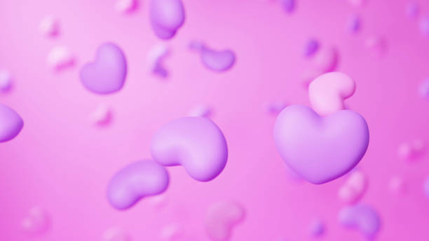 istock 3D Illustration.Multiple pink and purple hearts on pink background.  (horizontal) 1839505206