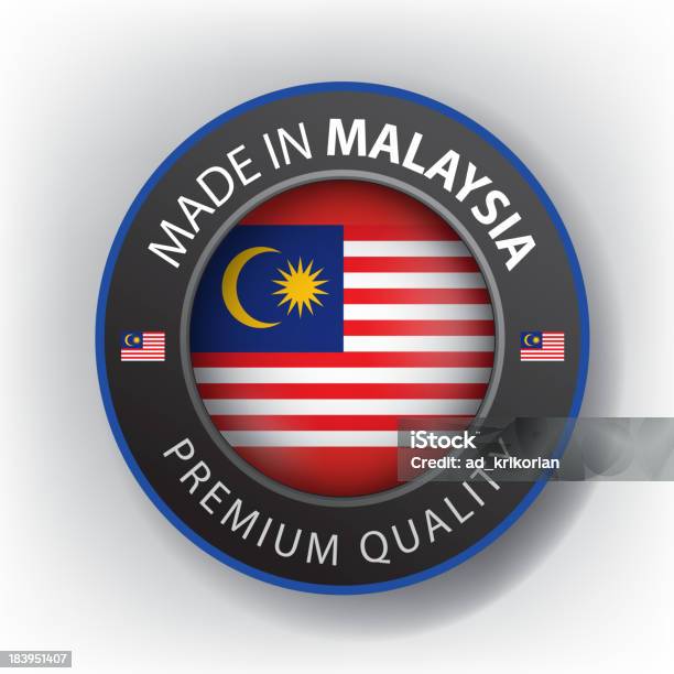 Vetores de Feito Na Malásia Selo E Bandeira Malaia e mais imagens de Bandeira Malaia - Bandeira Malaia, Amarelo, Azul