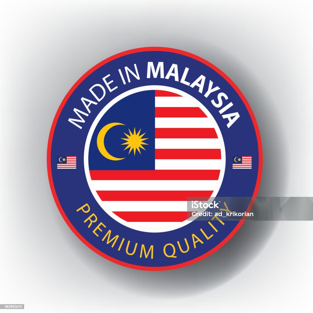 Made in MALAYSIA, Malaysian seal, Flag, (Vector) Blue stock vector