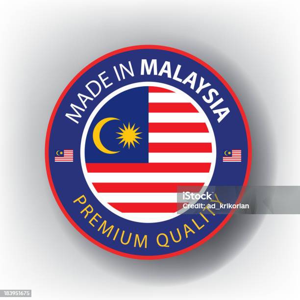 Made In Malaysia Malaysian Seal Flag Stock Illustration - Download Image Now - Blue, Brooch, Campaign Button