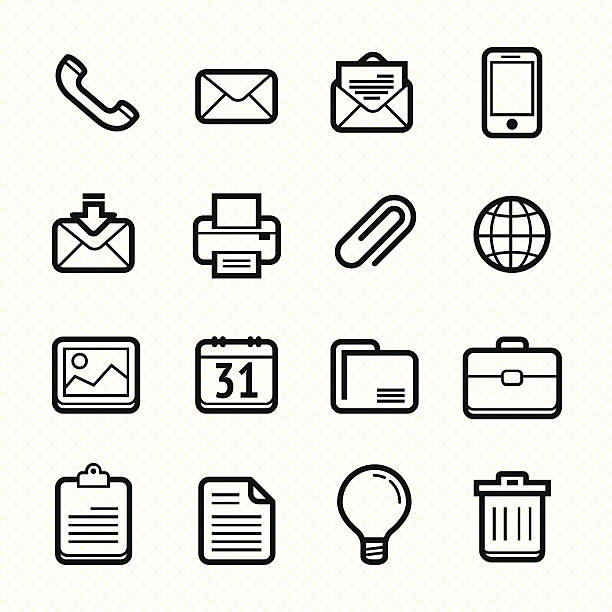 Office elements line icon set #Vector illustration An illustration set for your web page, presentation, & design products. printout stock illustrations