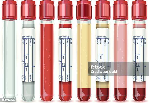 Red Cap Tube With Six Possible Uses Stock Illustration - Download Image Now - Test Tube, Blood Collection Tube, Collection