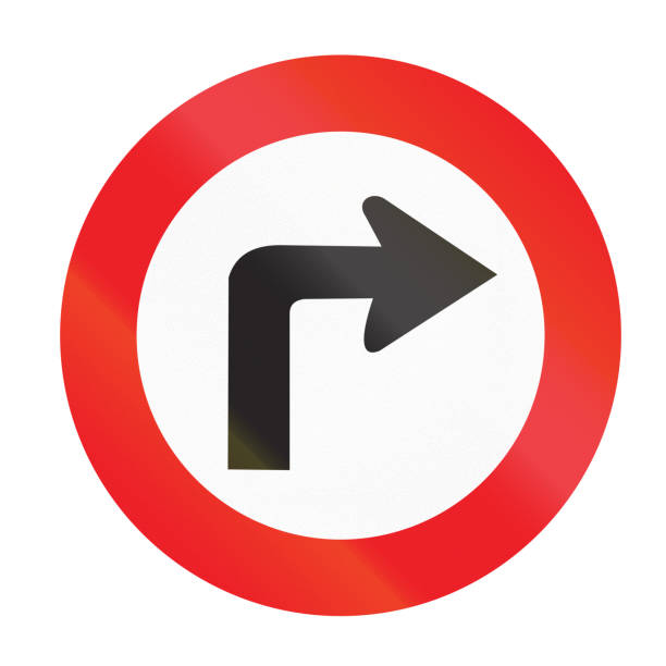 istock Road sign used in Uruguay - Turn Right ahead 1839535535