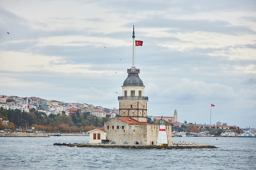 Maiden's Tower (Turkish: Kız Kulesi), also known in the ancient Greek and medieval Byzantine periods as Leander's Tower (Tower of Leandros), sits on a small islet located in the Bosphorus strait off the coast of