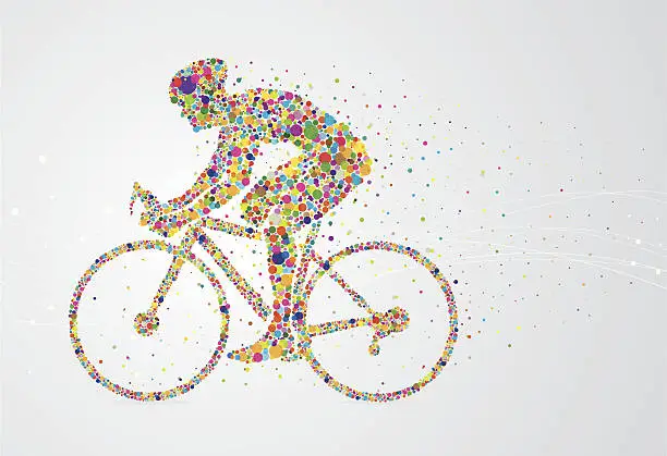 Vector illustration of Cyclist pixel man