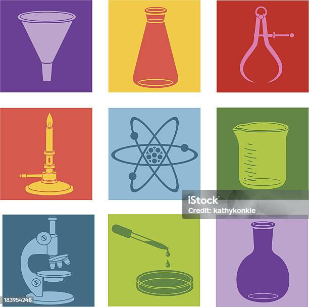 Nauka Ikony - Stockowe grafiki wektorowe i więcej obrazów Atom - Atom, Eksperyment naukowy, Grafika wektorowa
