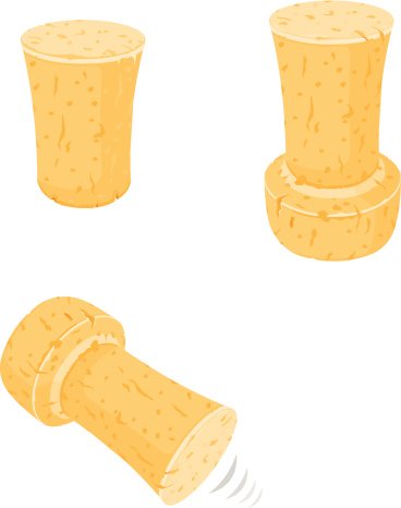 A vector illustration of bottle corks - One is being popped for a celebration event.