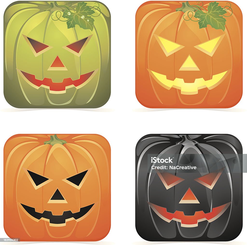 Ícones de aplicativo conjunto de vetor de abóbora de Halloween - Vetor de Aplicação móvel royalty-free