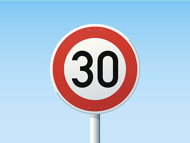 german road sign speed limit 30 kmh - 30 sayısı illüstrasyonlar stock illustrations