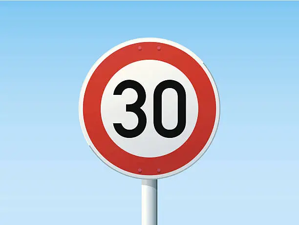 Vector illustration of German Road Sign Speed Limit 30 kmh