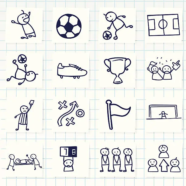 Vector illustration of Grid of icons related to sports