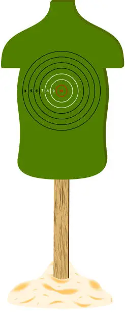 Vector illustration of Green human target with wooden stand