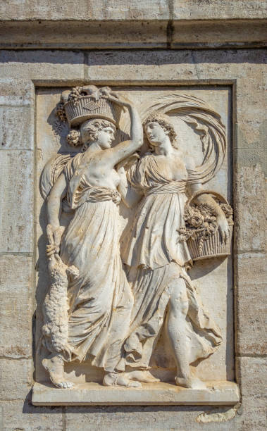 Relief seen at the marketplace in Wuerzburg, a city in the Franconia region of Bavaria in Germany