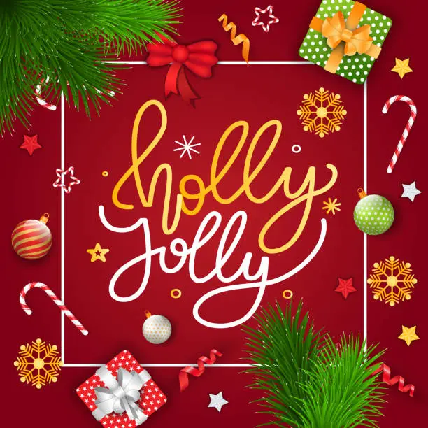 Vector illustration of Merry Christmas card. A Merry Christmas metaphor symbolizes joy and happiness