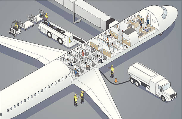 illustrazioni stock, clip art, cartoni animati e icone di tendenza di aeroplano di rondine - airplane boeing runway cockpit