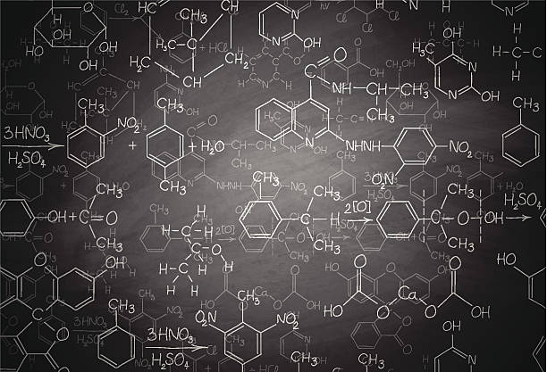 화학 blackboard - structural formula stock illustrations