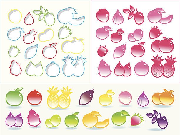 glänzende fruitshapeicons ii. - dekorative stock-grafiken, -clipart, -cartoons und -symbole