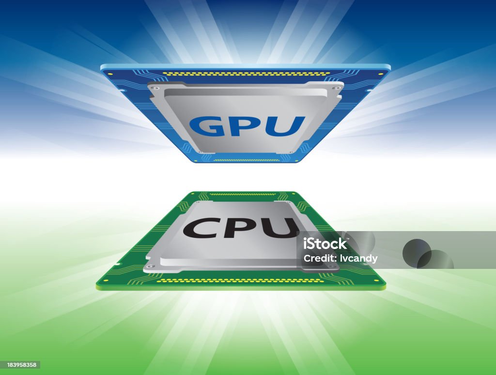 CPU e GPU - Vetor de Azul royalty-free