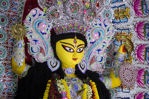 Jagaddhatri Puja Mata portrait photos 2023. Another form of Mother Durga.It is a Hindu worship in West Bengal, India.