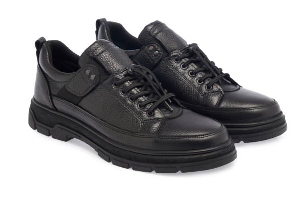 Black Leather Shoes On White Background