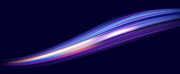 istock Neon red and blue speed lines. Speed ​​of acceleration and movement. Light trails, motion blur effect. Night illumination in blue and red. 1839638326