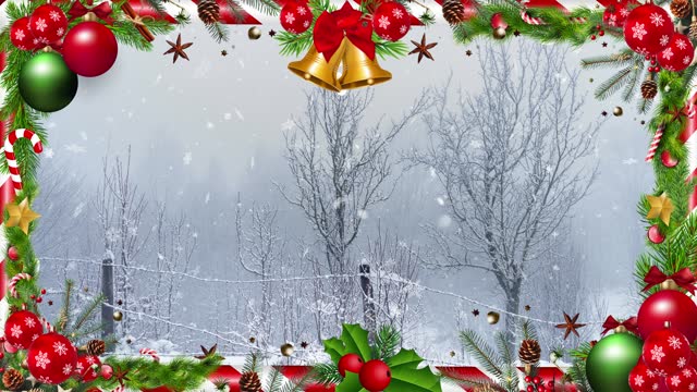 Merry Christmas Frame Snow Background