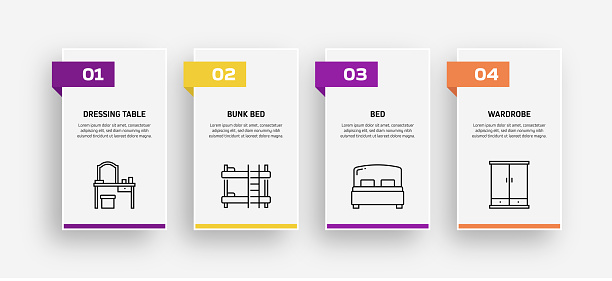 Furniture Related Process Infographic Template. Process Timeline Chart. Workflow Layout with Linear Icons