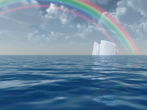 Iceberg with rainbow scene