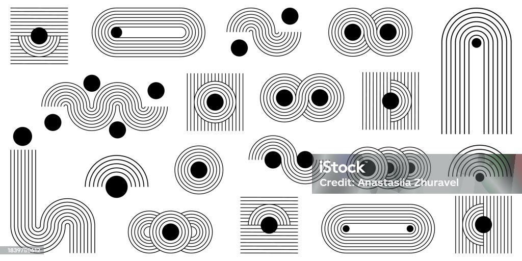 Linear Geometric Shape Examples Geometric Linear Shapes Stock Illustration - Download Image Now ...