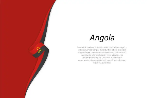 Vector illustration of Wave flag of Angola with copyspace background