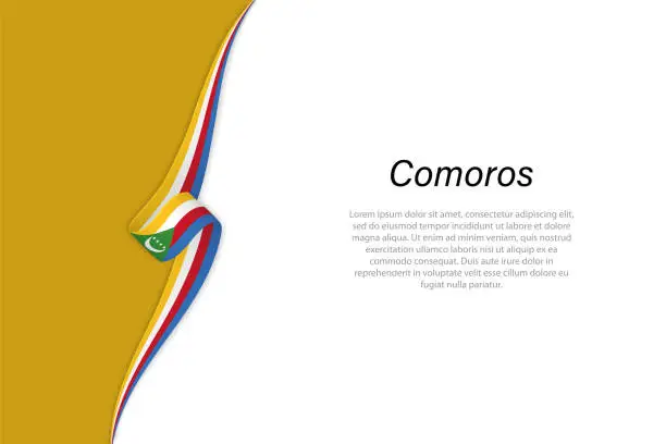Vector illustration of Wave flag of Comoros with copyspace background