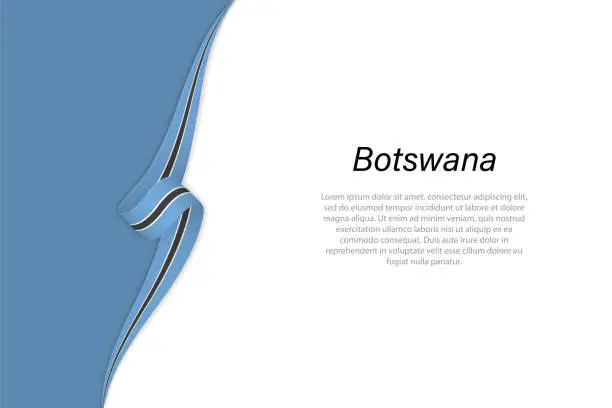 Vector illustration of Wave flag of Botswana with copyspace background