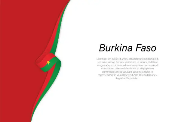 Vector illustration of Wave flag of Burkina Faso with copyspace background