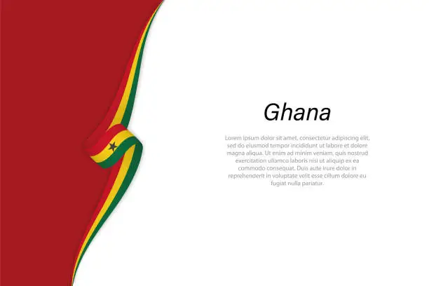 Vector illustration of Wave flag of Ghana with copyspace background
