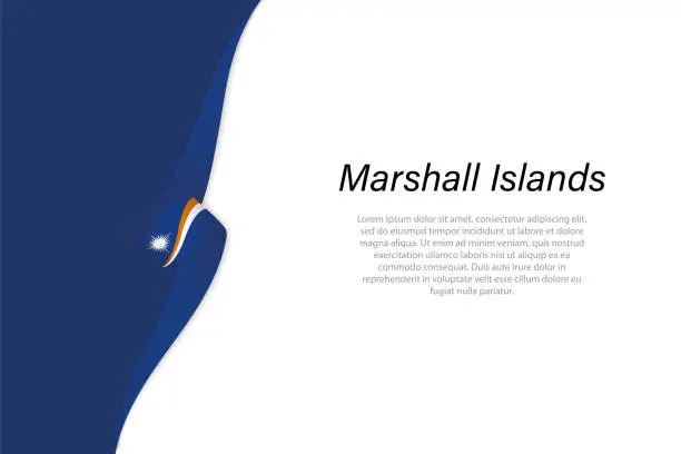 Vector illustration of Wave flag of Marshall Islands with copyspace background