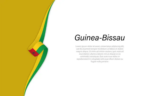 Vector illustration of Wave flag of Guinea-Bissau with copyspace background