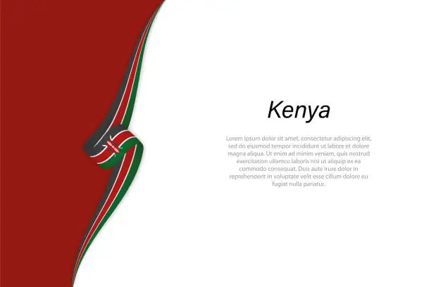 Vector illustration of Wave flag of Kenya with copyspace background