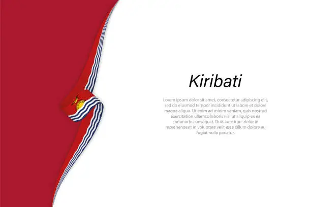 Vector illustration of Wave flag of Kiribati with copyspace background