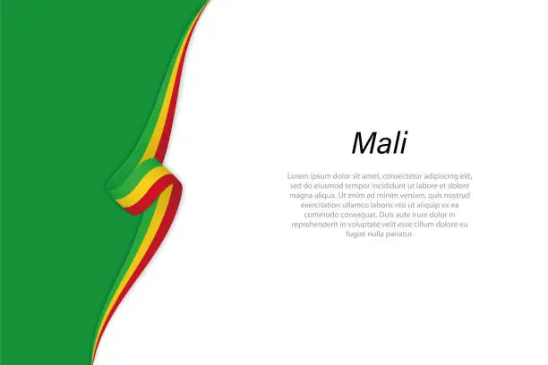 Vector illustration of Wave flag of Mali with copyspace background