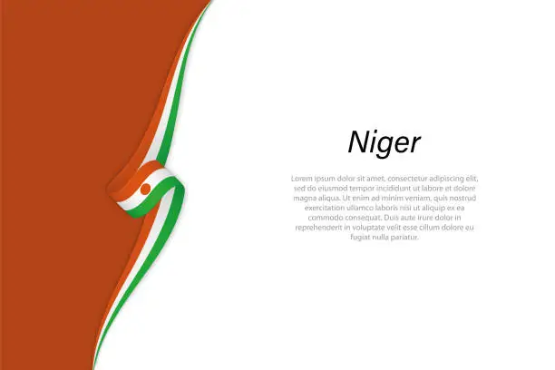 Vector illustration of Wave flag of Niger with copyspace background