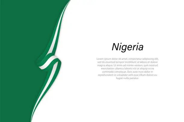 Vector illustration of Wave flag of Nigeria with copyspace background