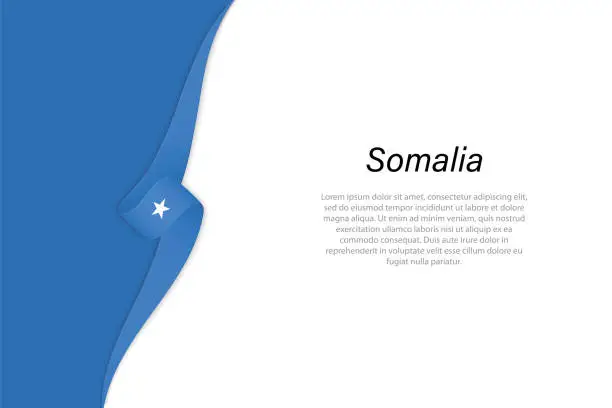 Vector illustration of Wave flag of Somalia with copyspace background