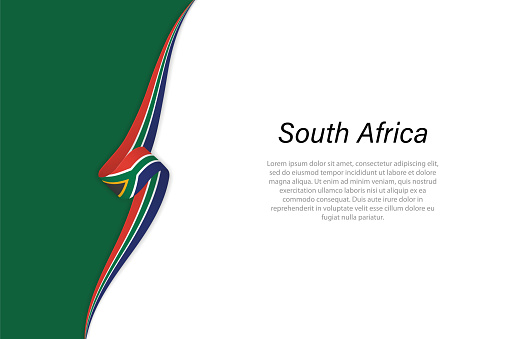Wave flag of South Africa with copyspace background. Banner or ribbon vector template