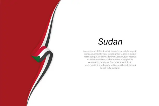 Vector illustration of Wave flag of Sudan with copyspace background