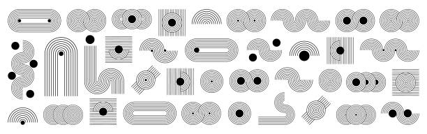 illustrations, cliparts, dessins animés et icônes de ensemble de formes géométriques linéaires. - zen