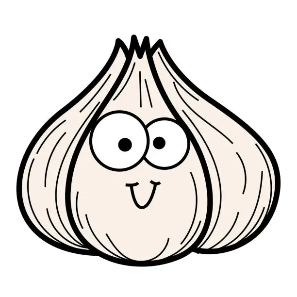 Vector illustration of Cute garlic cartoon illustration